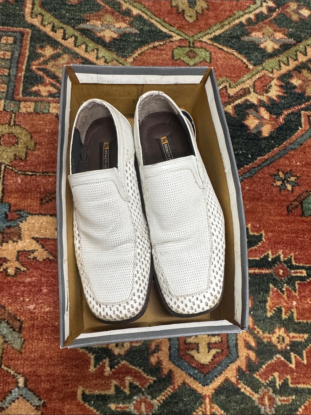 Stacey Adam’s Men's White Slip-On Perforated Casual Loafers